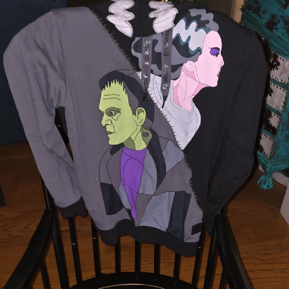 Loungefly Gray and Black Frankenstein Hoodie